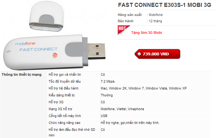USB 3G Mobifone